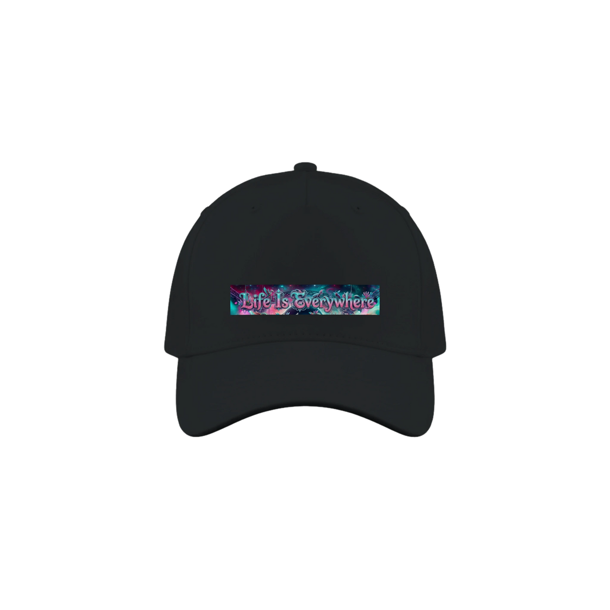 cap with the colorful logo on it that reads, "Life Is Everywhere".