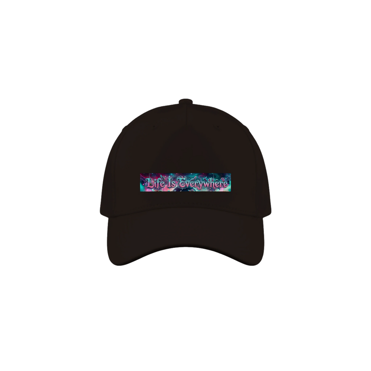 Brown cap with the colorful logo on it that reads, "Life Is Everywhere".
